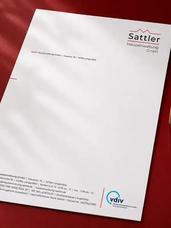 Erstellen einer Geschäftsausstattung im Zuge einer Neuausrichtung für eine Hausverwaltung aus Langenfeld.