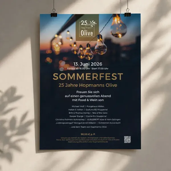 Gestaltung von Werbemitteln, Aufstellern und Plakaten rund um ein Jubiläums-Event in Erkrath