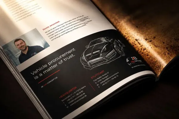 Inserat in Fachzeitschriften für eine internationale Fahrzeugbeschaffung, Transport & Marktforschung aus Haan.